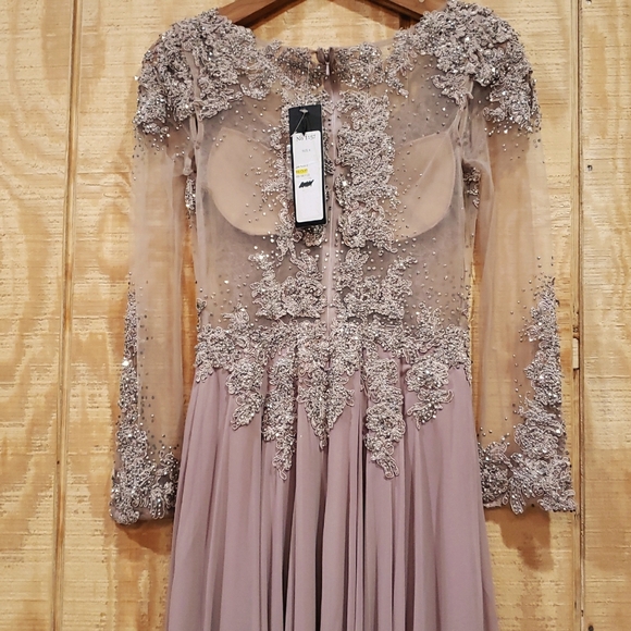 Alexander By Daymor NWT Clay Pink Beaded Lace Maxi Ball Gown Dress Size 6 #1157 - Picture 8 of 10